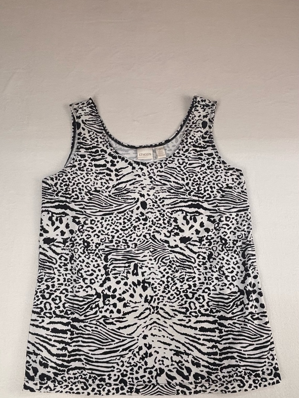 Chico's Black and White Animal-Print Camisole